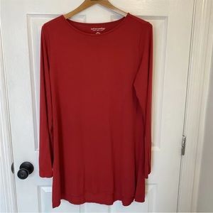Soft Surroundings Tunic Missy Large Red Long Sleeve Oversized Comfy Addison Top